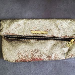 Victoria secret gold sequin zipper clutch